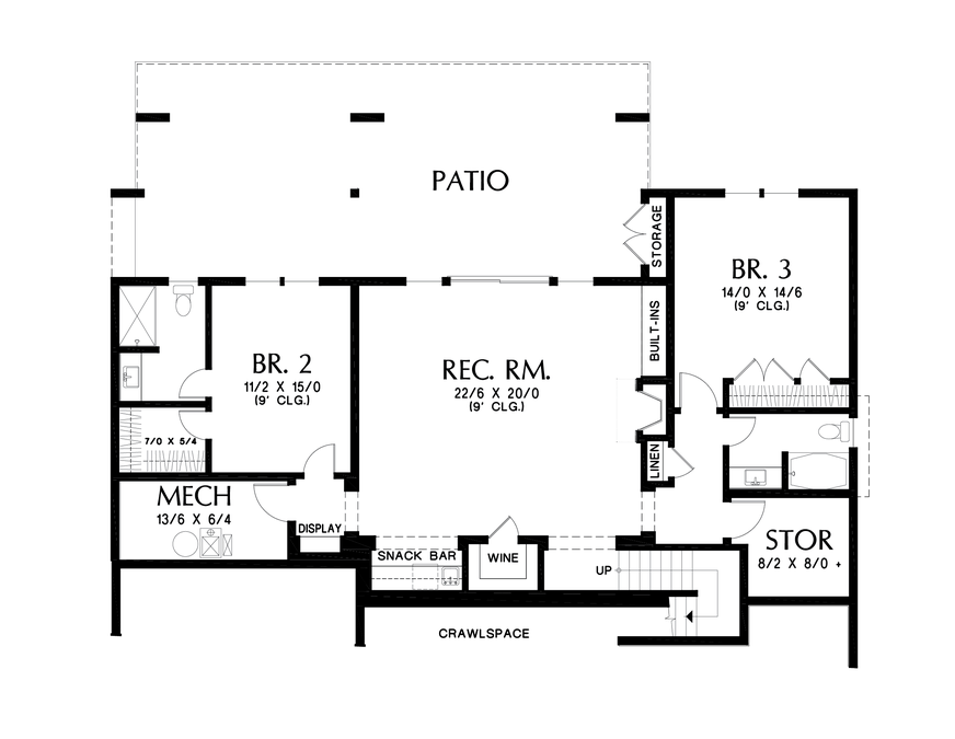 Lower Floor Plan image for Mascord Sycamore-Lodge Style Sloping Lot House Plan-Lower Floor Plan