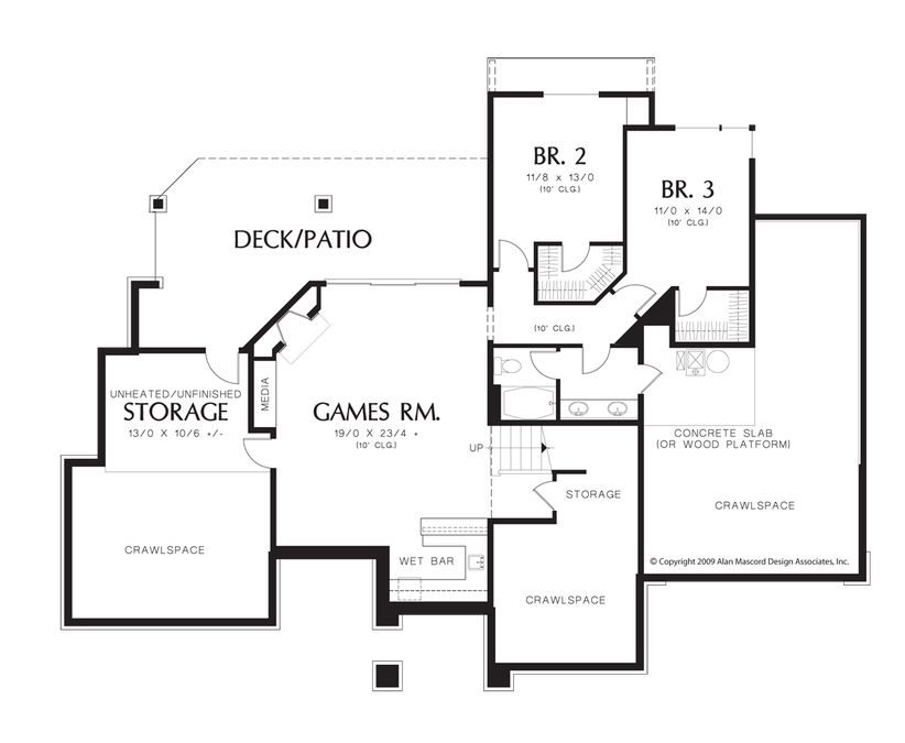 Lower Floor Plan image for Mascord Thompson-Transitional Hillside home with Large Games Room-Lower Floor Plan
