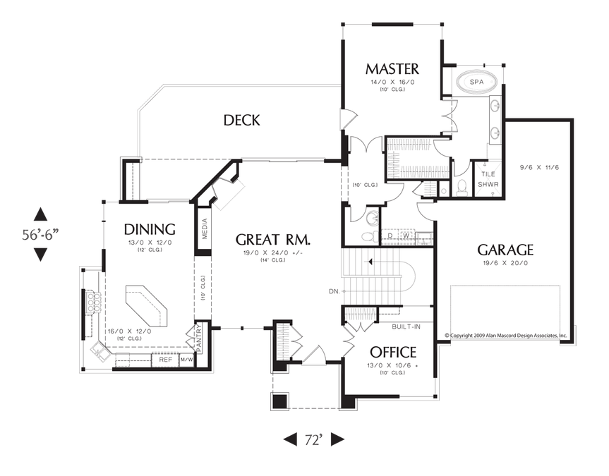 Main Floor Plan image for Mascord Thompson-Transitional Hillside home with Large Games Room-Main Floor Plan