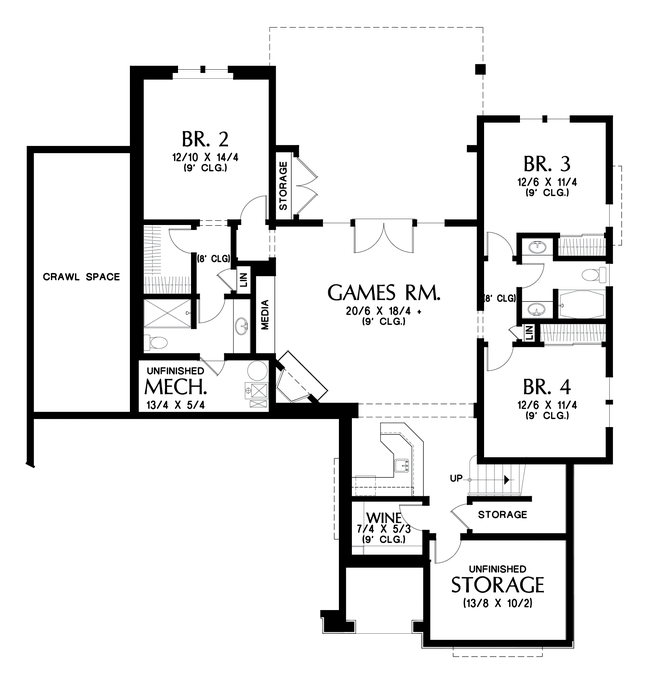 Lower Floor Plan image for Mascord Ashwood-Luxury Inside and Out, Perfect for Sloped Lots- Great Outdoor Spaces-Lower Floor Plan