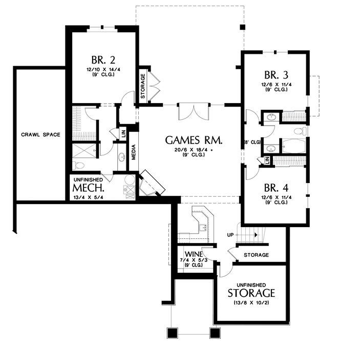 Lower Floor Plan image for Mascord Beaverton-Beautiful Craftsman with Lots of Character-Lower Floor Plan