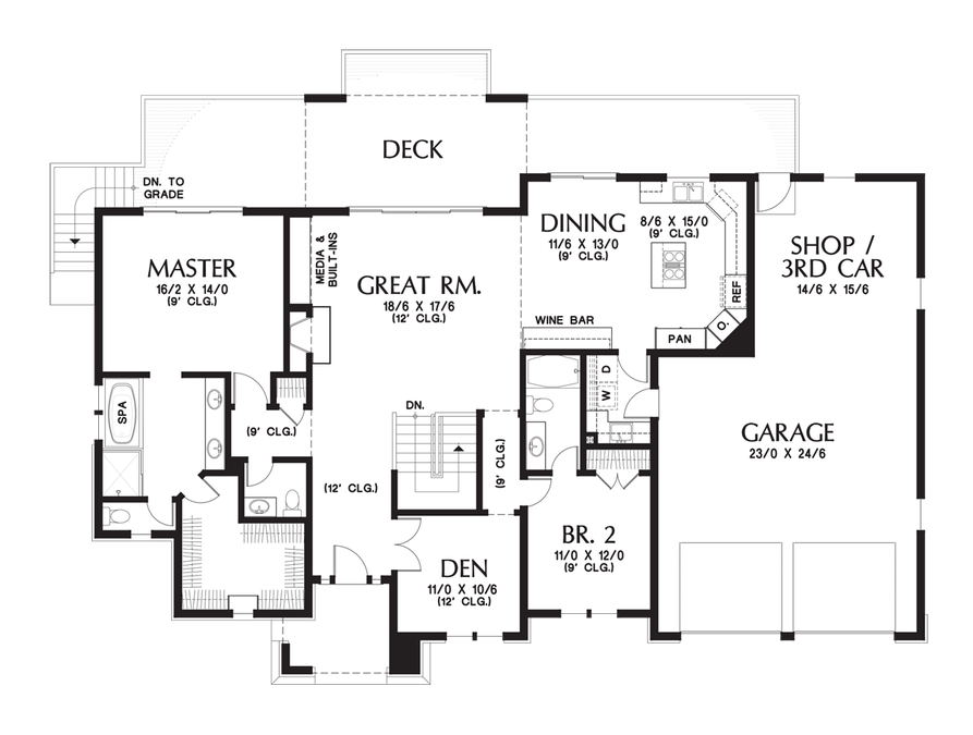 Main Floor Plan image for Mascord Briarwood-Gorgeous NW Ranch with Great Flex Spaces-Main Floor Plan