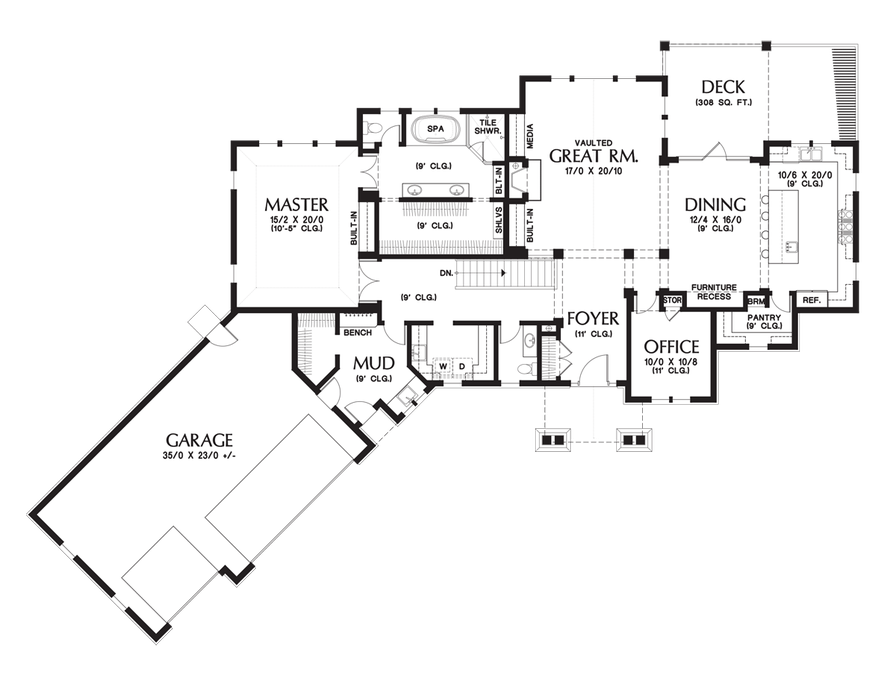 Main Floor Plan image for Mascord Copperfield-Delightful Amenity Rich Ranch Style Home-Main Floor Plan
