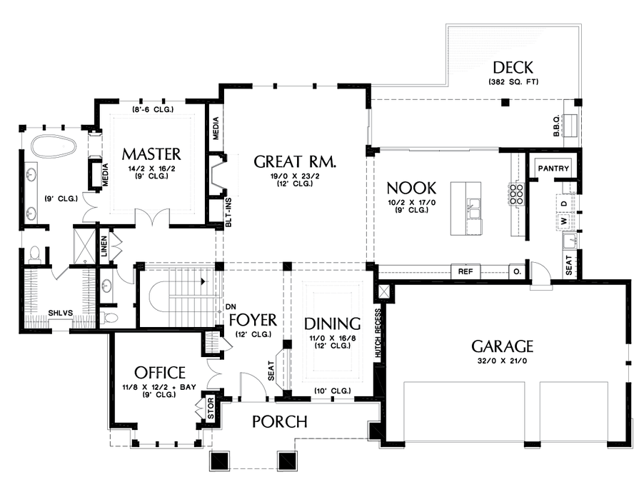 Main Floor Plan image for Mascord Trenton-Upscale Home with Room for the Future-Main Floor Plan