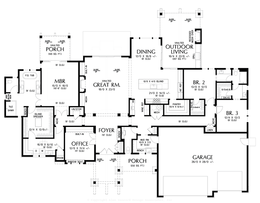 Main Floor Plan image for Mascord Chapelwood-Ideal for acreage and views-Main Floor Plan