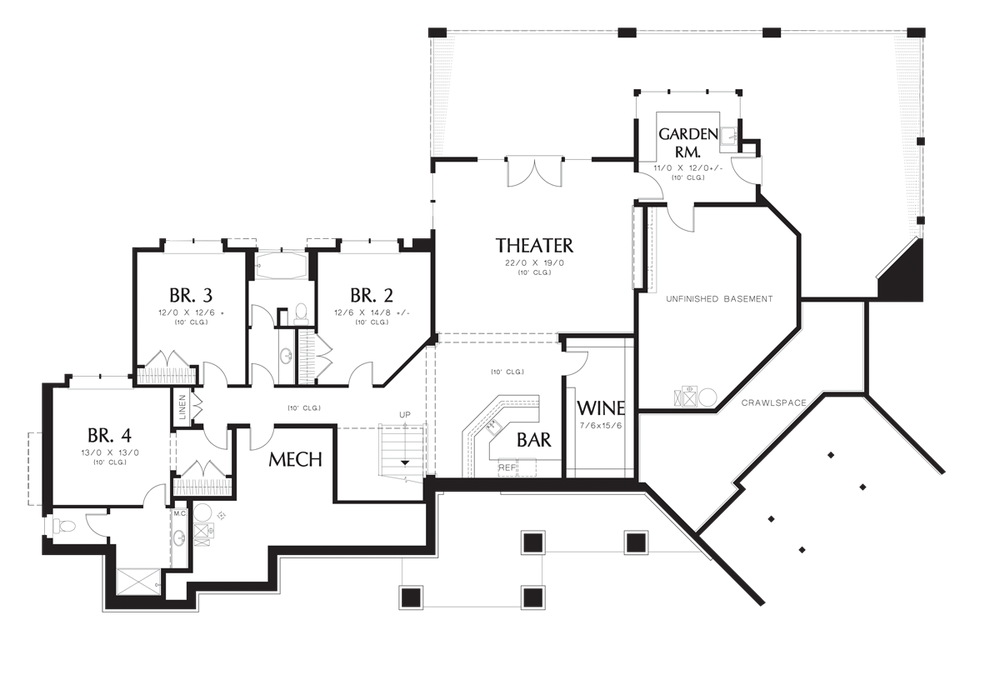 Lower Floor Plan image for Mascord Timbersedge-Northwest Style Craftsman Lodge-Lower Floor Plan