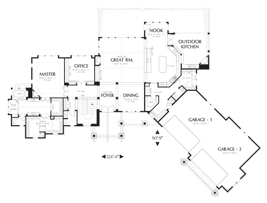Main Floor Plan image for Mascord Timbersedge-Northwest Style Craftsman Lodge-Main Floor Plan