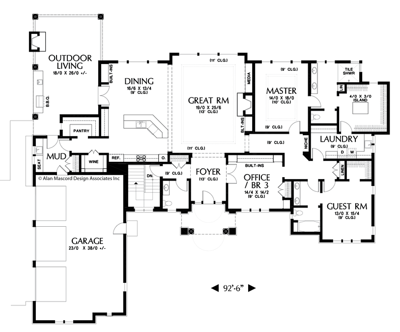 Main Floor Plan image for Mascord Bremen-Immense Living Spaces in a Plan for Sloped Lots-Main Floor Plan