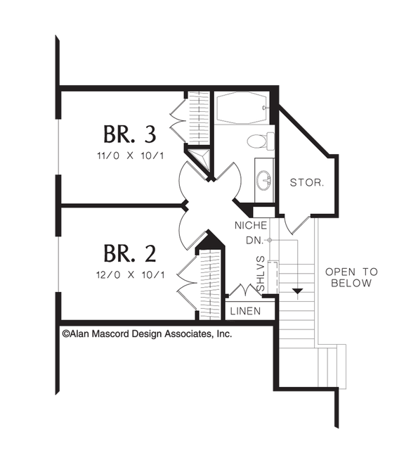 Upper Floor Plan image for Mascord Ellwood-Craftsman Style Plan, Great for Empty Nesters-Upper Floor Plan