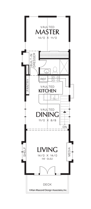 Upper Floor Plan image for Mascord Skycole-Contemporary Craftsman Plan Perfect for Narrow Lot-Upper Floor Plan