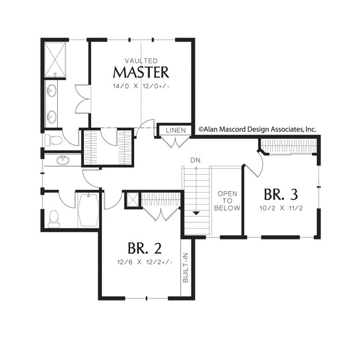 Upper Floor Plan image for Mascord Brentwood-Three Bedroom Bungalow-Upper Floor Plan