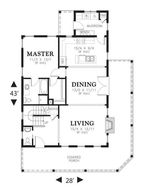 Main Floor Plan image for Mascord Osprey-Open Floor Plan and Media Room-Main Floor Plan