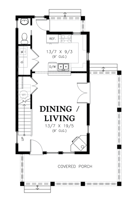 Main Floor Plan image for Mascord Newport-Charming Compact Coastal Plan-Main Floor Plan