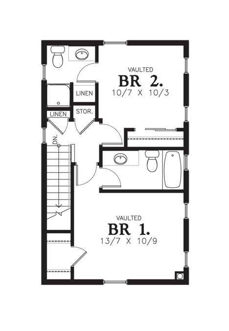 Upper Floor Plan image for Mascord Nalley-Great Coastal Home or Suited for Urban Lot-Upper Floor Plan