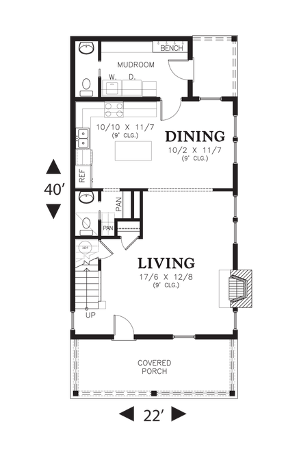 Main Floor Plan image for Mascord Kayleigh-Compact but Elegant House Plan-Main Floor Plan