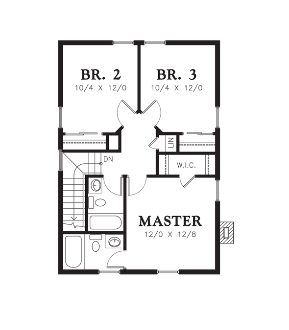 Upper Floor Plan image for Mascord Kayleigh-Compact but Elegant House Plan-Upper Floor Plan