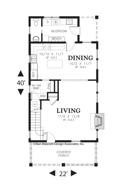 Main Floor Plan image for Mascord Juniper-Compact but Elegant House Plan-Main Floor Plan