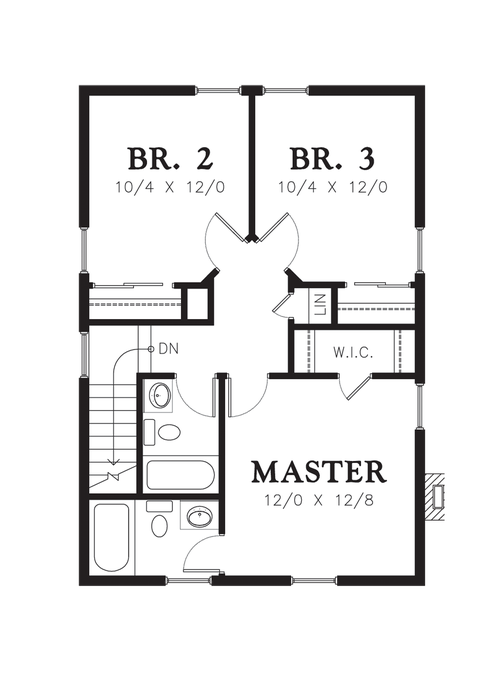 Upper Floor Plan image for Mascord Juniper-Compact but Elegant House Plan-Upper Floor Plan