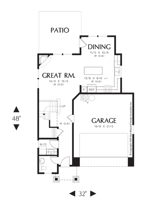 Main Floor Plan image for Mascord Elkhead-Well Appointed Layout maximizes Space-Main Floor Plan