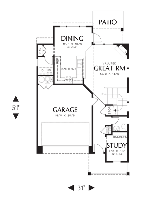Main Floor Plan image for Mascord Yamhill-Traditional Outside, Conveniently Modern Inside-Main Floor Plan