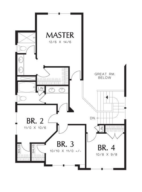 Upper Floor Plan image for Mascord Yamhill-Traditional Outside, Conveniently Modern Inside-Upper Floor Plan
