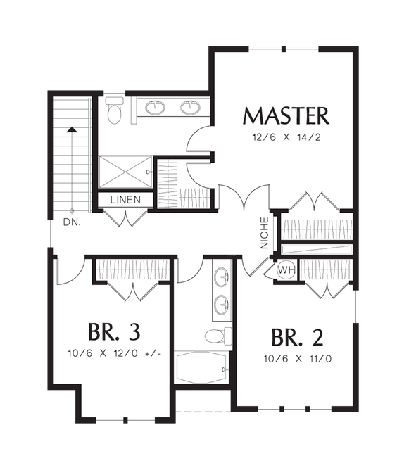 Upper Floor Plan image for Mascord Carpenterville-Enjoy the Good Life in this Feature-Rich Cottage -Upper Floor Plan
