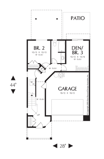 Main Floor Plan image for Mascord Shaftbury-Beautiful, Unusual Design to Fit Your Lifestyle-Main Floor Plan