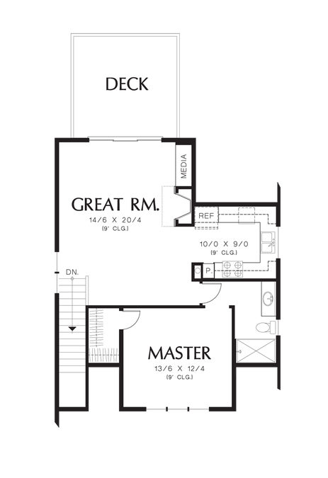 Upper Floor Plan image for Mascord Shaftbury-Beautiful, Unusual Design to Fit Your Lifestyle-Upper Floor Plan