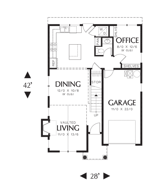 Main Floor Plan image for Mascord Dunstable-So Much Traditional Charm in a Compact Package-Main Floor Plan