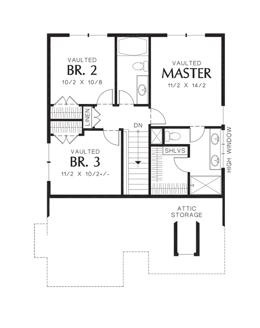 Upper Floor Plan image for Mascord Dunstable-So Much Traditional Charm in a Compact Package-Upper Floor Plan