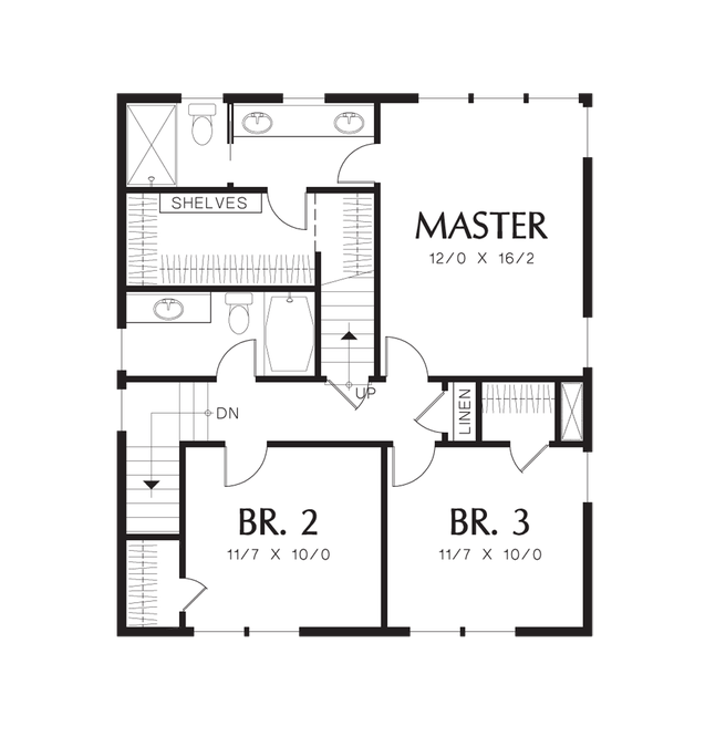 Upper Floor Plan image for Mascord Darlington-The Perfect Seaside Cottage or Starter Home-Upper Floor Plan