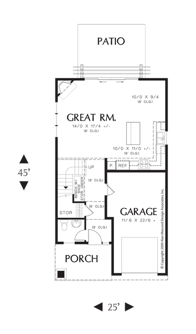 Main Floor Plan image for Mascord Barnoldswick-Craftsman Style and Modern Design Come Together-Main Floor Plan