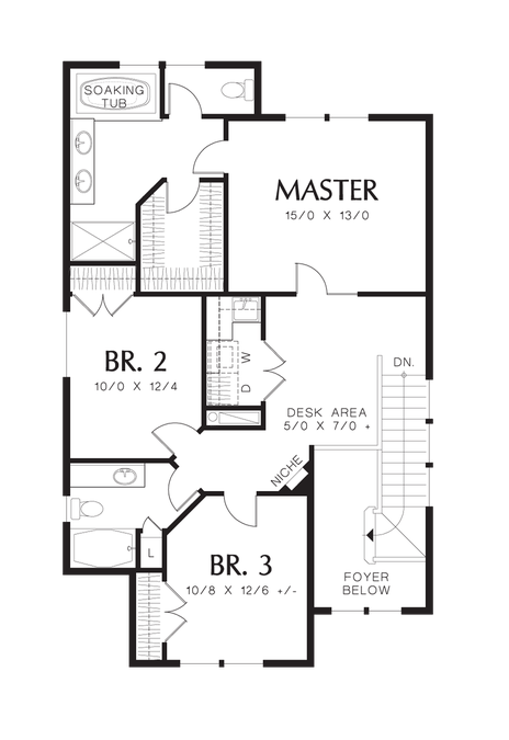 Upper Floor Plan image for Mascord Gloucester-Charming Narrow Home Packed with Amenities-Upper Floor Plan