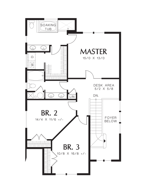 Upper Floor Plan image for Mascord Chorley-Raise Your Family in this Beautiful Coastal Cottage-Upper Floor Plan