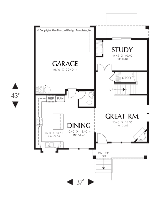 Main Floor Plan image for Mascord Woodhouse-Stand Out in the Suburbs with Traditional Style-Main Floor Plan