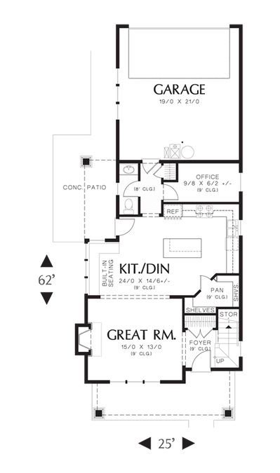 Main Floor Plan image for Mascord Florette-Rear Garage, Charming Curb Appeal-Main Floor Plan