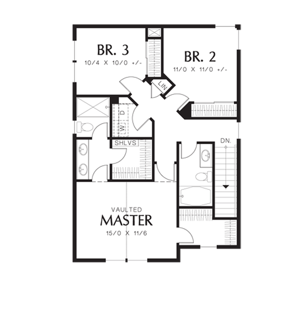 Upper Floor Plan image for Mascord Florette-Rear Garage, Charming Curb Appeal-Upper Floor Plan