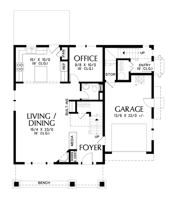 Main Floor Plan image for Mascord Alexandria-Separate Studio Apartment over Garage-Main Floor Plan
