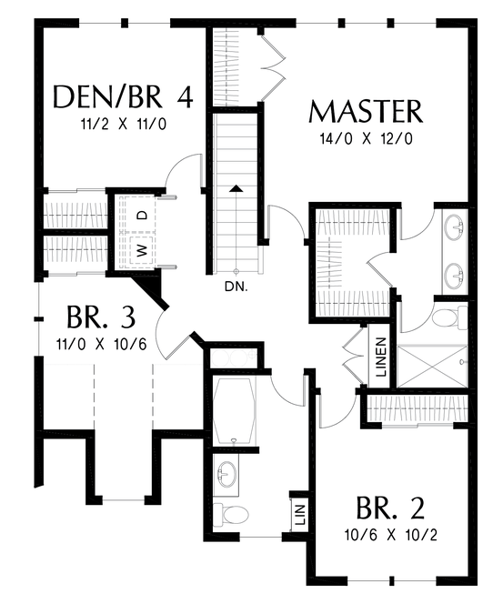 Upper Floor Plan image for Mascord Monson-Uniquely Designed Spaces Bring the Family Together-Upper Floor Plan