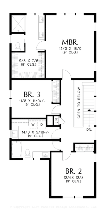 Upper Floor Plan image for Mascord Cooper-Cozy Urban Contemporary-Upper Floor Plan
