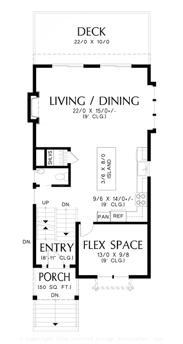 Main Floor Plan image for Mascord Chelle-Efficient Tight Lot Plan with No Compromise on Amenities-Main Floor Plan