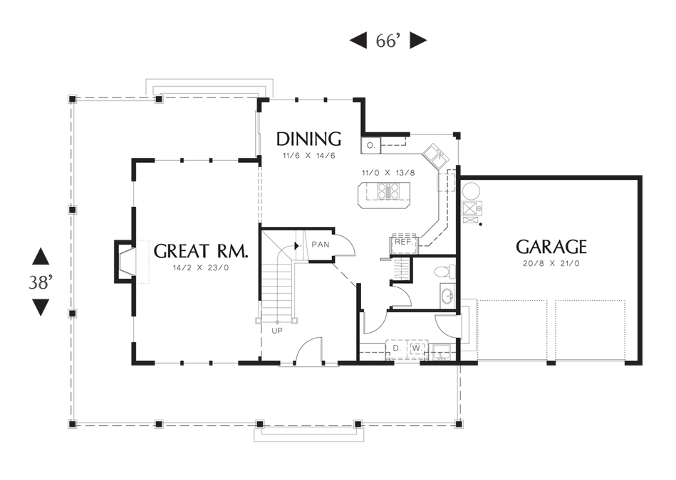Main Floor Plan image for Mascord Wilmington-Country Plan with Covered Veranda-Main Floor Plan