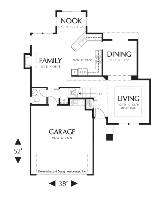 Main Floor Plan image for Mascord Quinton-Open Contemporary Floor Plan with Hall Balcony-Main Floor Plan