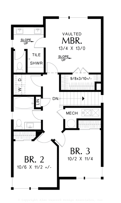 Upper Floor Plan image for Mascord Maple Grove--Upper Floor Plan