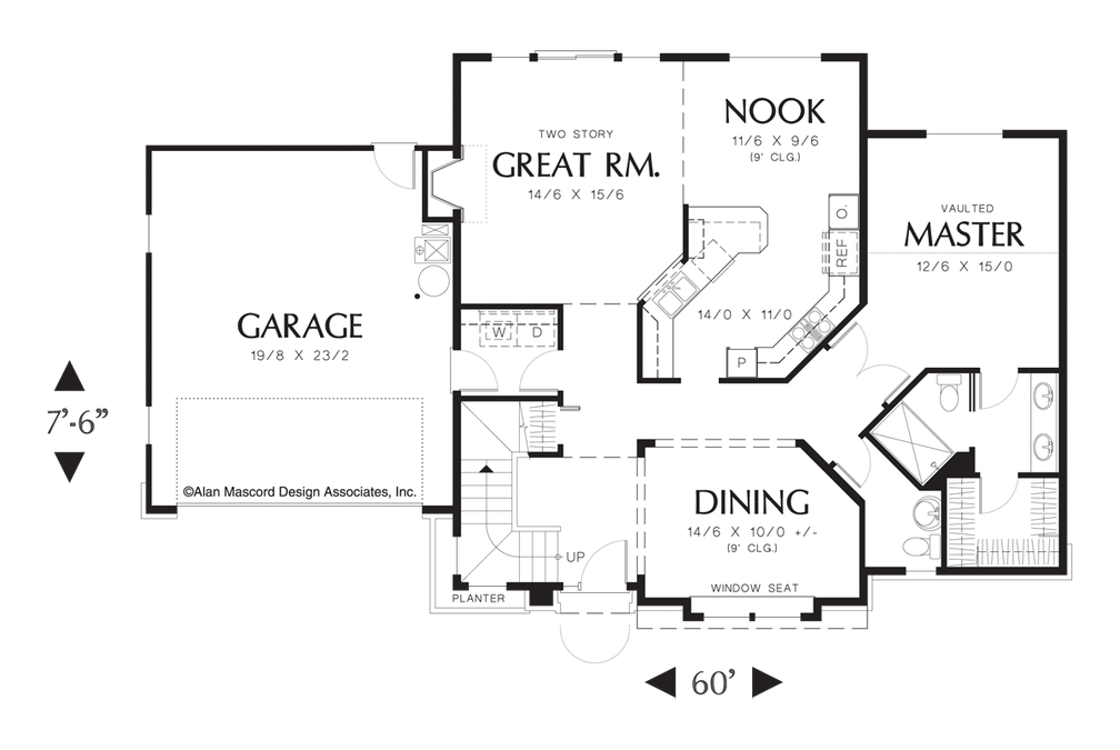 Main Floor Plan image for Mascord Winslet-Two Story Great Room Tudor Style Plan-Main Floor Plan
