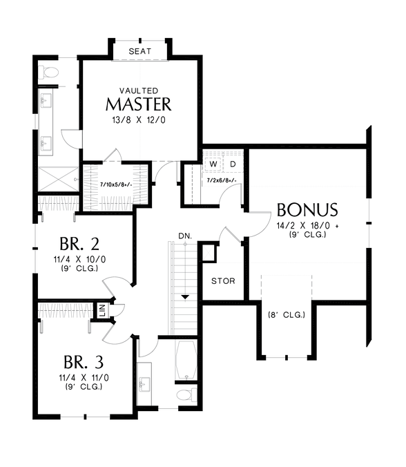 Upper Floor Plan image for Mascord Mirriam-Rich Layout with Flex Space, Shop, and Large Bonus-Upper Floor Plan