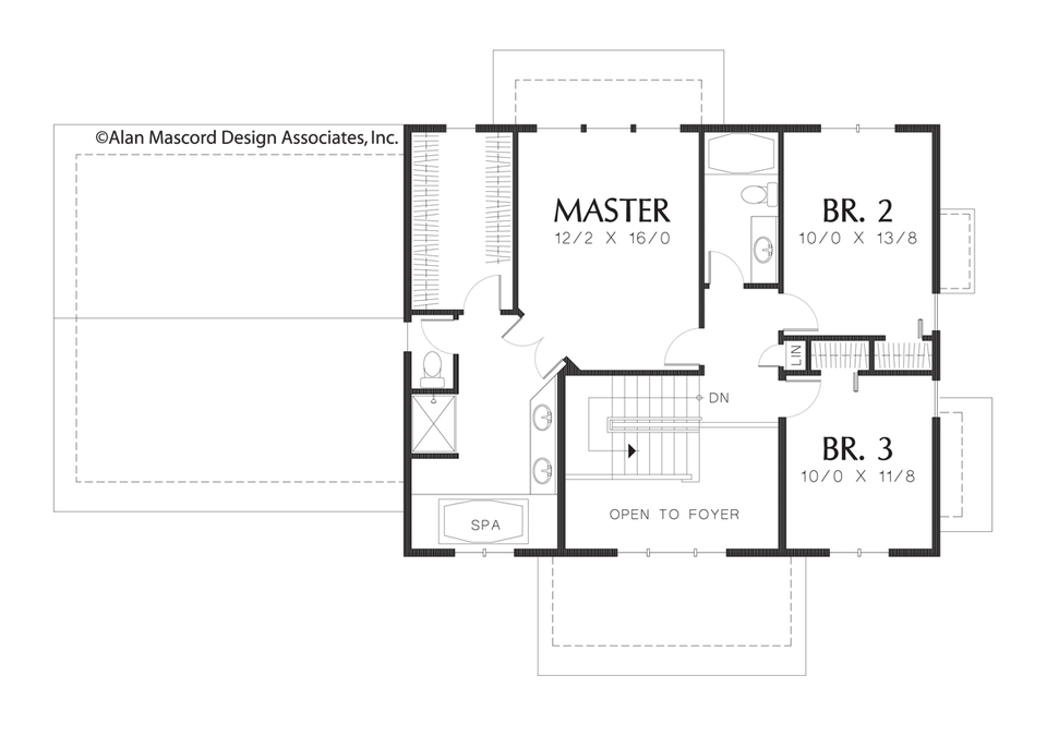 Upper Floor Plan image for Mascord Cavendar-Symmetric and Grand Craftsman Style Plan-Upper Floor Plan