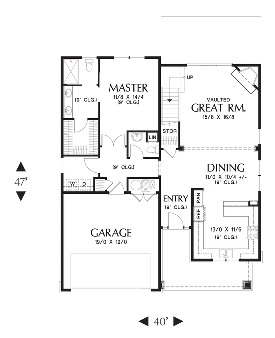 Main Floor Plan image for Mascord Scappoose-Charming Cottage with Master on Main Floor-Main Floor Plan