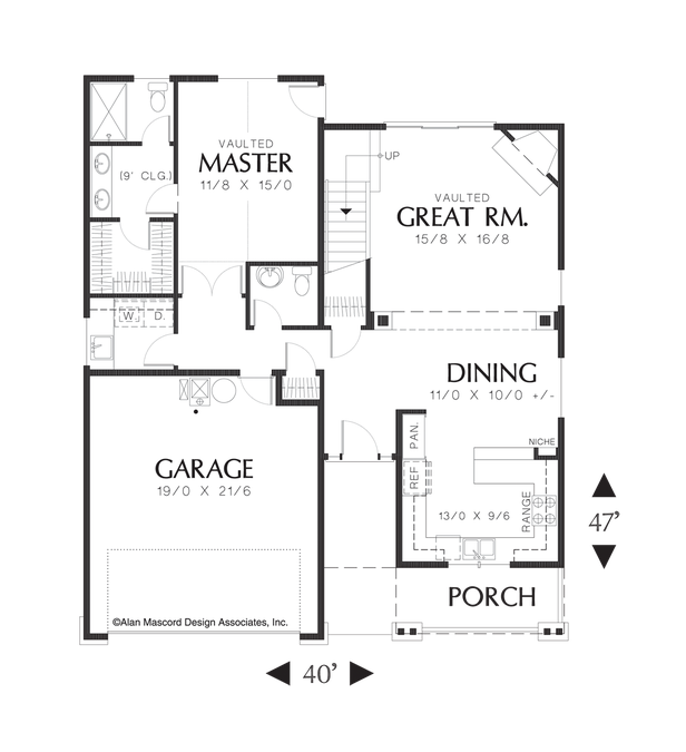 Main Floor Plan image for Mascord Chandler-Perfect Craftsman Family Home with 4 Bedrooms-Main Floor Plan