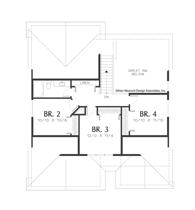 Upper Floor Plan image for Mascord Chandler-Perfect Craftsman Family Home with 4 Bedrooms-Upper Floor Plan